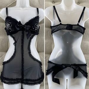 Victoria’s Secret Sexy Little Things Lingerie Black Rhinestone 36D